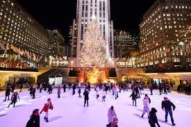 Ice skating rink at night